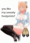  1girl animated artist:shady censored_feet character:okita_souji_(fate) character:okita_souji_(fate)_(all) feet footprints series:fate shoe_focus shoes tagme  rating:Questionable score:10 user:poonta