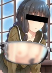  1girl artist:kanden_suki black_box_censoring black_eyes black_hair blur_censoring braid censored_breasts censored_eyes character:kitakami_(kantai_collection) cleavage editor:penalty_syndrome glasses long_hair looking_at_viewer pleated_skirt school_uniform serafuku series:kantai_collection sidelocks skirt solo x-ray x-ray_glasses x-ray_vision  rating:Questionable score:1 user:Penalty_Syndrome