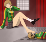  atlus barefoot bound brown_hair dominant dominating foot_worship forced grin megami_tensei persona persona_4 satonaka_chie shadow_chie single_shoe smell smiling sniff sniffing stinky3dfeets_(artist) tied toes  rating:Questionable score:6 user:Mega1234