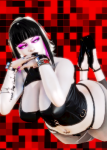  black_hair card emo_goth female goth honey_select large_breasts leather multicolored_hair original tattoo white_or_silver_hair  rating:Safe score:8 user:Humo74